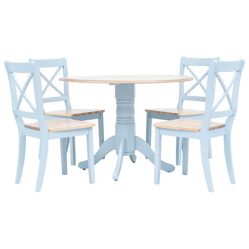 Maison Madeleine -  5 Piece Dining Set Solid Rubber Wood Grey and Brown